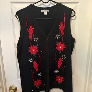 Susan Bristol Black Vest‎ with Red Embroidery